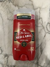 Old Spice Aluminum Free Red Label Leather &amp; Spice Deodorant 3oz Pack Of 1 - £27.65 GBP