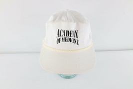 Vintage 80s Academy of Medicine Spell Out Roped Snapback Hat Cap White C... - £22.47 GBP