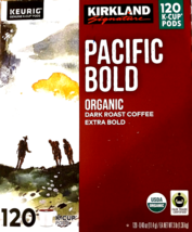 Kirkland Signature Pacific Bold Organic Dark Roast Coffee 120K-Cup Pods ... - $56.88