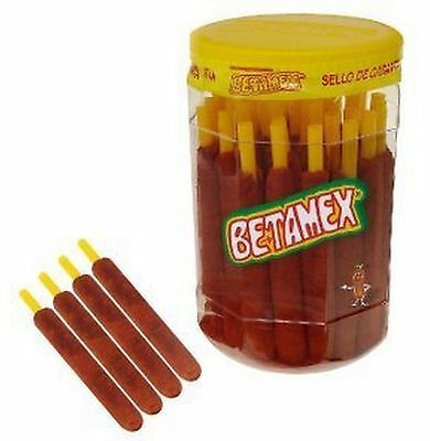 Primary image for 2 X Betamex Banderilla Tarugos Tamarindo Chile Mexico Tamarind Candy Sticks 50Pc