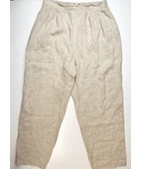 Vintage Maren Dress Crop Pants 14 Neutral Beige Rayon/Linen/Tencel Zip U... - £11.21 GBP