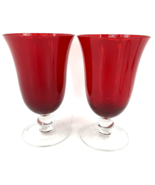 LENOX Holiday Gems Ruby Red All Purpose Wine Goblets Set of 2 6.5&quot; Tall EUC - £63.22 GBP