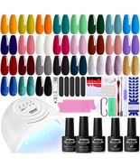 JEWHITENY  Gel Nail Polish Kit with U V Light 120W Nail Lamp Dryer 27 Co... - $29.69
