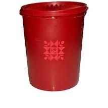 Vintage Tupperware Canister Container Red Tulip Quilt Servalier 809-5 w/Lid - $25.00