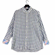 Tailorbyrd Men&#39;s Button Down Shirt White &amp; Blue Plaid Size Large L Crisp Stylish - £11.67 GBP