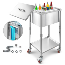 VEVOR Rolling Ice Chest Cart 22x16x38in 32.8qt Wheel Shelf for Backyard ... - $187.90