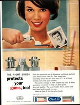 1963 Sexy Teen girl&#39;s face in mirror Oral B toothbrush vintage photo pri... - $24.11