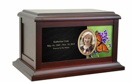 Large/Adult 200 Cubic Inch Butterfly Life Wood Photo Cremation Urn for Ashes - £164.26 GBP