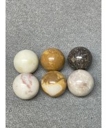 6 Assorted Color Real Polished Tumbled Stone Crystal Marbles - $20.36 CAD