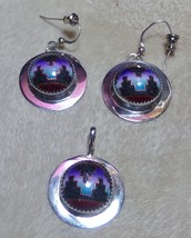 Mel Whitebird Cheyenne Sterling Silver Painted Earrings Pendant Set Hand... - $69.99