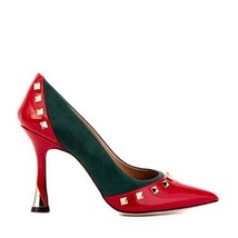 The Bella Vita Studded Red & Green Leather Pump Women Shoe image 10