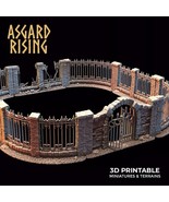 3D Printed Asgard Rising Cemetery Iron Wall Gate Set A 28mm-32mm Ragnaro... - $33.57+