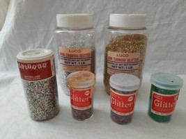 Vintage Luco &amp; Glitterex  Non Tarnish Craft Glitter Silver Gold Green Mu... - £35.87 GBP