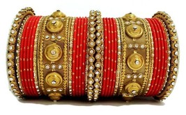 Indian Red Punjabi Traditional Bridal Wedding Chura/Chuda 30 Bangle Set 2.10 - £20.59 GBP