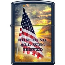 Zippo Lighter - Honoring All Who Served Navy Blue Matte - 854439 - £24.08 GBP