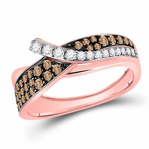 14kt Rose Gold Womens Round Brown Diamond Band Ring 1/2 Cttw - £485.36 GBP