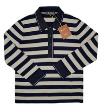 NEW Loro Piana Womens Sweater!  e 46 US 8 -10  Navy &amp; Gray Stripe  Polo Style - £257.99 GBP