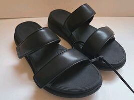 FitFlop Lulu Slide Sandals Black Leather Adj Strap Slip On Womens Size 8... - €42,67 EUR