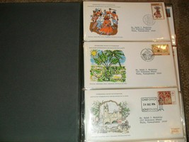 signed dated 1976 int&#39;l official cancelled card postage stamp collection folder - £36.96 GBP