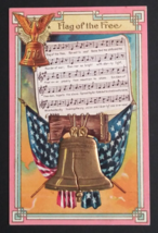 Flag of the Free Liberty Bell Patriotic Song Series Gold Embossed Postcard 1911 - £6.31 GBP