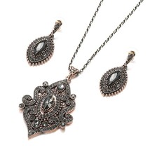 Kinel 2020 Hot Dubai Ethnic Necklace Drop Earring For Women Turkish Jewelry Sets - £18.86 GBP