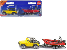 Jeep Yellow with Trailer and Boat Diecast Model by Siku - £18.81 GBP