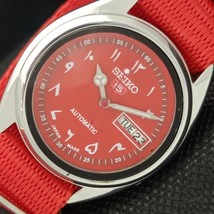 Vintage Seiko 5 Automatic 7S26A Japan Mens D/D Arabic Red Watch 610d-a318482 - £30.28 GBP
