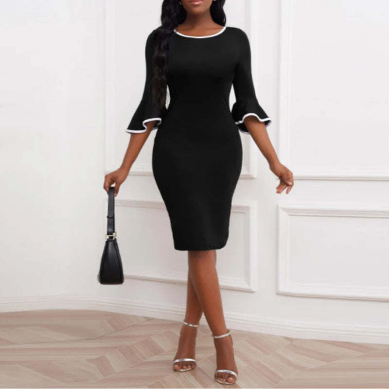 Primary image for Summer Autumn Oversized Round Neck Patchwork Bodycon Dresses