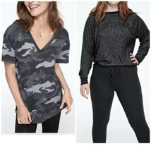 Lot of Victoria’s Secret PINK Bling Camo Legging Tee &amp; Lightweight Crew ... - £42.52 GBP