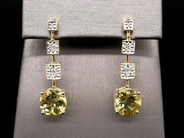  5.18 CT Round Peridot &amp; Diamond Nice Dangle Drop Earrings925 Silver Gold Plated - £90.99 GBP