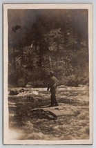 RPPC Man On Rock Humboldt IA Hinton Lyon Pinkham Family 1915 Photo Postcard B37 - £15.65 GBP