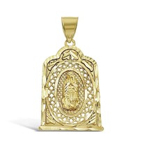 Virgin Mary Pendant 10k Gold Lady Guadalupe  Charm 1.8&quot; - £300.21 GBP