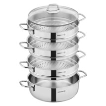 Korkmaz Perla 5 Piece Stainless Steel Manti Steamer Cookware Set in Silver - $162.43