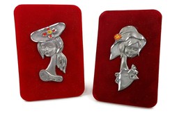 Stylish pewter women on a red velvet background wall hanging decor made ... - $33.31