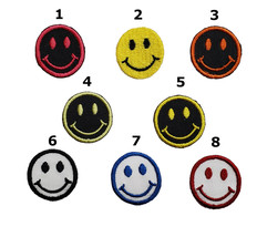 Smiley Face 5PK Funny Cute Embroidered Iron On Patch 1970&#39;s Retro Hippie YOUR CO - £4.69 GBP