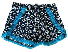 Xhilaration Festival Boho Shorts Girls Size M Blue Black White - £5.67 GBP