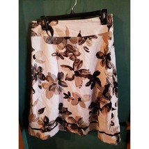 Catos Womens A-line Skirt Size 10 Modest White Brown Black Floral - £11.70 GBP