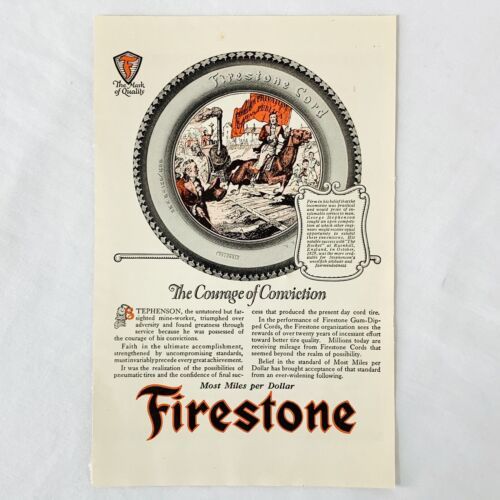 Vintage 1923 Firestone Print Ad Cord Auto Car Tires The Courage of Convi... - $6.62