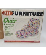 Vintage 90s Intex Air Furniture Chair &amp; Ottoman Clear Floral Flower Prin... - £105.75 GBP
