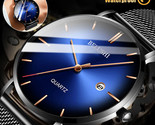 Fashion Men&#39;s Watch Mesh Belt Blue Dial Minimalist Ultra Stainless Steel... - £21.57 GBP