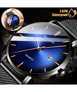 Fashion Men&#39;s Watch Mesh Belt Blue Dial Minimalist Ultra Stainless Steel... - $26.99