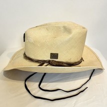 Vintage Stetson Straw Cowboy Hat,Zuni Inlaid Stone, NMAI Pin Sz 7 1/4 - £75.75 GBP