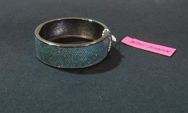 NEW Betsey Johnson Hinge Snap Cuff Bracelet Blue Rhinestone Crystals - $39.99