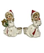 Vtg Christmas X-8388 Napcoware Snowflake Girl Figurine Candle Holder Pai... - $52.20