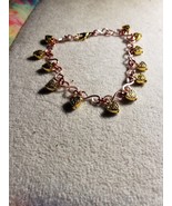 6-8.5 Rose Gold Handcrafted Chain With Filigree Hearts Bracelet One Of A... - £22.15 GBP