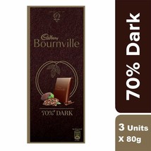 Cadbury Bournville Rich Cocoa 70% Dark Chocolate Bar, 3 x 80 gm - £11.65 GBP