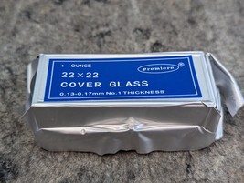 New/Sealed Microscope Cover Glass 22x 22 Premiere 1 oz, 0.13-0.17 Thick ... - $3.99