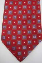 MINT $210 Ermenegildo Zegna Red With Light Blue Squares Silk Tie Made in... - £49.53 GBP