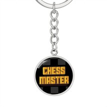 Chess Fan Chess Master Keychain Stainless Steel or 18k Gold Circle Pendant - £30.22 GBP+