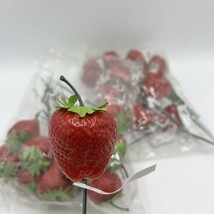 30 Strawberry Artificial Lifelike Plastic Fake Fruit Craft on Stick Cake - £13.97 GBP